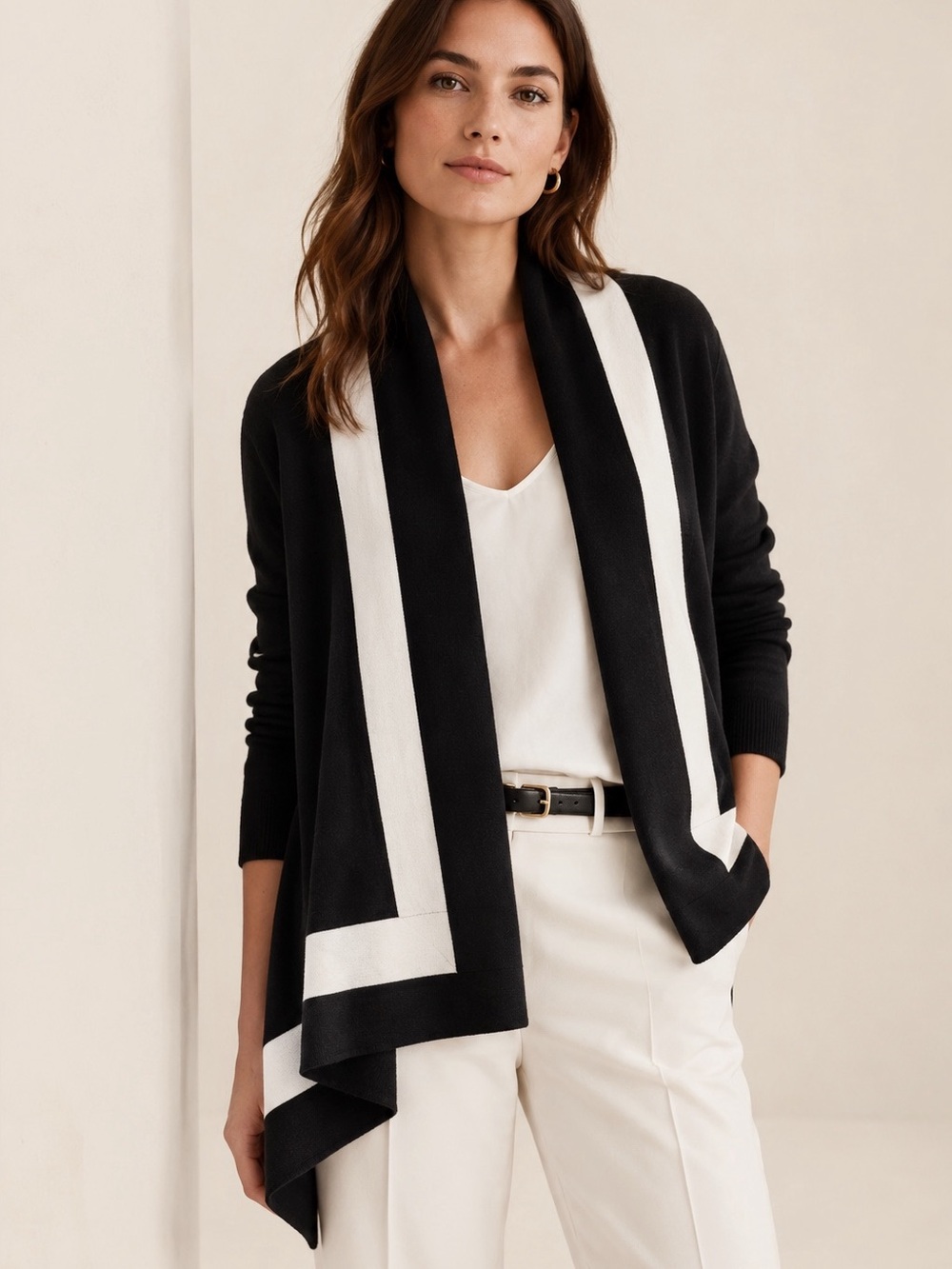 Banana Republic Woman Black Wool Cashmere Blend Knit Cardigan Wrap XS Classic